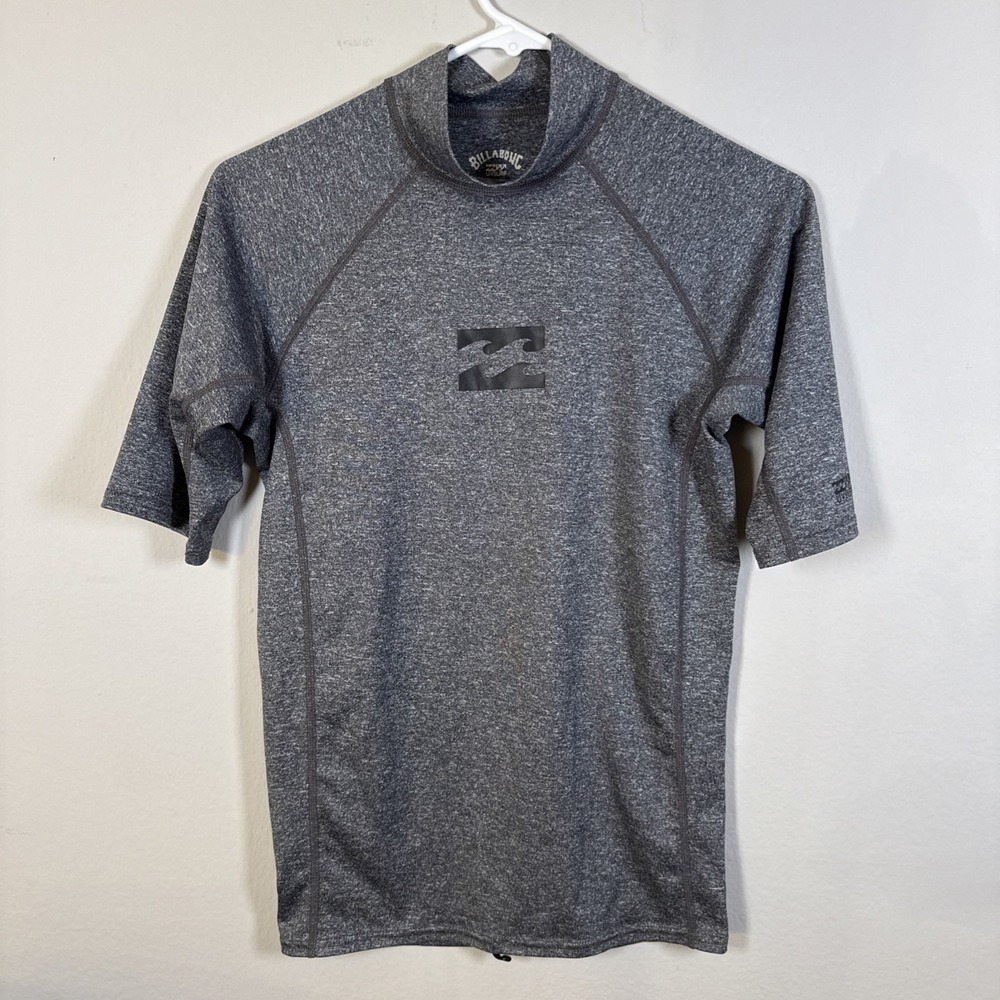 Billabong Rash Guard Surf Shirt‎ Mens Grey Black Aloha Hawaii UV50+ Swim